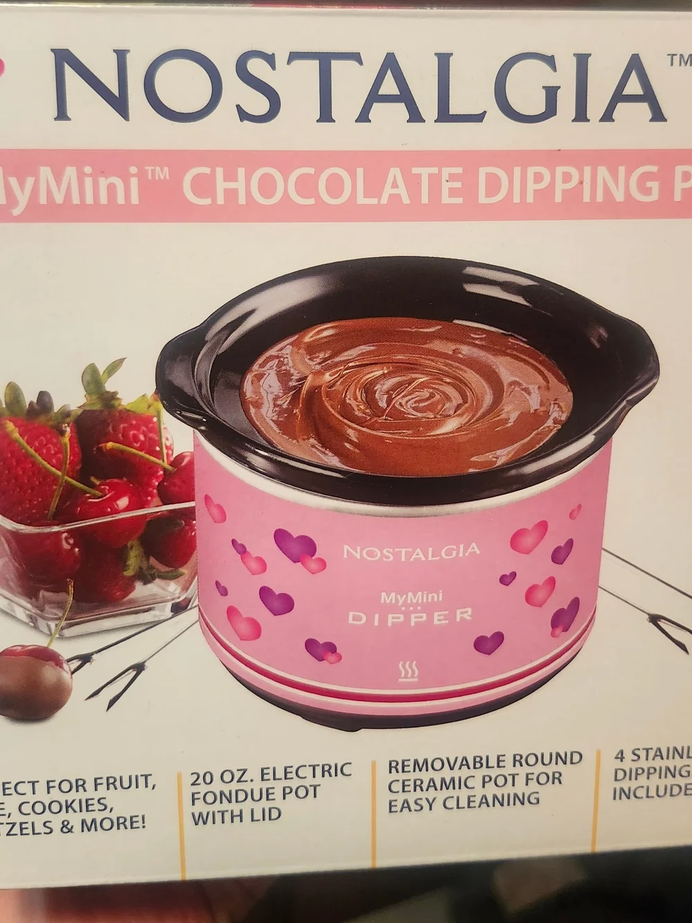 Nostalgia Pink Heart Mini Chocolate Dipper